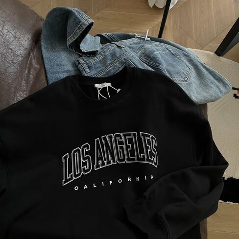 LA Graphic Print Sweatshirt, Classic Fit Crewneck Pullover, Streetwear Style in Saudi Arabia