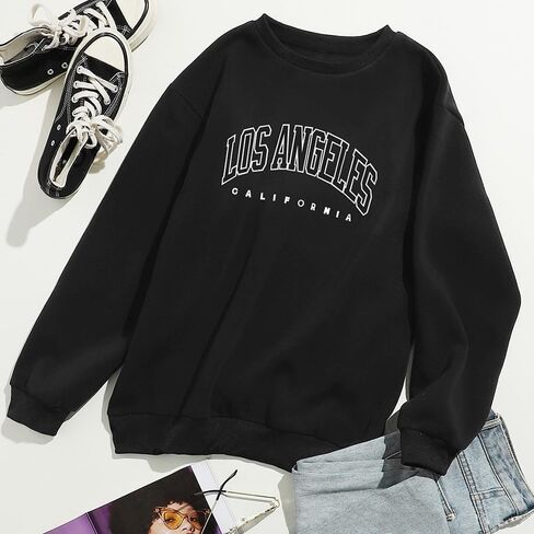 LA Graphic Print Sweatshirt, Classic Fit Crewneck Pullover, Streetwear Style in Saudi Arabia
