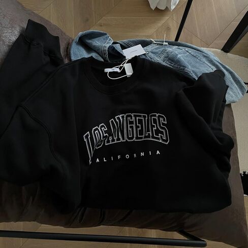 LA Graphic Print Sweatshirt, Classic Fit Crewneck Pullover, Streetwear Style in Saudi Arabia