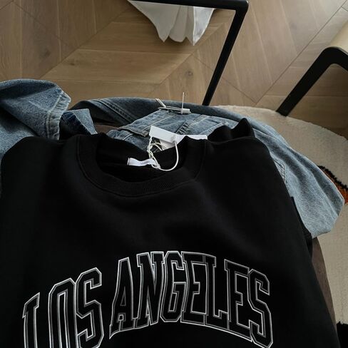 LA Graphic Print Sweatshirt, Classic Fit Crewneck Pullover, Streetwear Style in Saudi Arabia