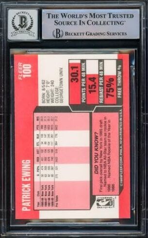 Patrick Ewing Autographed 1989-90 Fleer Card #100 New York Knicks Auto Grade Gem Mint 10 Beckett BAS #15772298 - Basketball Autographed Cards in Saudi Arabia