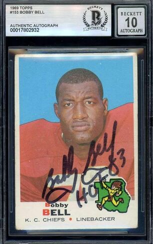 Bobby Bell Gem Mint 10 Beckett BAS Signed 1969 Topps Autograph - NFL Autographed Football Cards in Saudi Arabia