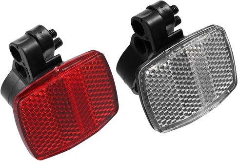 2pcs Bicycle Front Rear Reflector Kit Mountain Bike Safety Warning Reflectors for Handlebar Seatpost and Night Cycling Red and White Replacement in Saudi Arabia