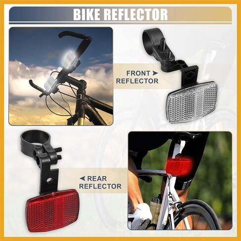 2pcs Bicycle Front Rear Reflector Kit Mountain Bike Safety Warning Reflectors for Handlebar Seatpost and Night Cycling Red and White Replacement in Saudi Arabia