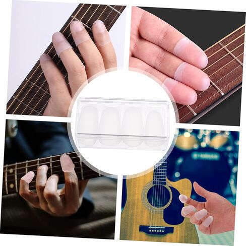 Guitar Finger Cover - Silicone Fingertip Protectors for Pain Relief 4Pcs Transparent Finger Caps for Ukulele & Guitar Players Ideal for Beginners and Professionals in Saudi Arabia