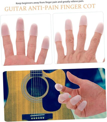 Guitar Finger Cover - Silicone Fingertip Protectors for Pain Relief 4Pcs Transparent Finger Caps for Ukulele & Guitar Players Ideal for Beginners and Professionals in Saudi Arabia