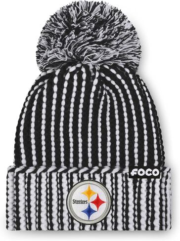 FOCO NFL Team Primary Logo Vertical Knit Pom Beanie Hat in Saudi Arabia