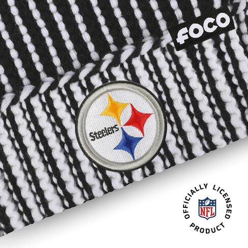 FOCO NFL Team Primary Logo Vertical Knit Pom Beanie Hat in Saudi Arabia