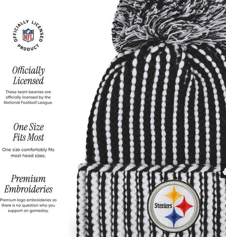 FOCO NFL Team Primary Logo Vertical Knit Pom Beanie Hat in Saudi Arabia