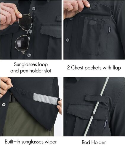 Haimont Men's Sun Protection Shirt Water Resistant Short Sleeve Button Down Shirt Quick Dry Cooling for Hiking Fishing in Saudi Arabia