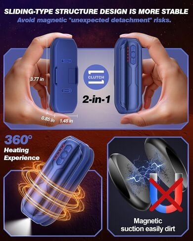 Rechargeable Hand Warmers 2 Pack - 6000mAh AI Handwarmers with Flashlight & 5 Level, 20Hrs Long Lasting, 2 in 1 Portable Electric Heater, Gift for Women/Men/Christmas/Golf/Camping/Hunting in Saudi Arabia