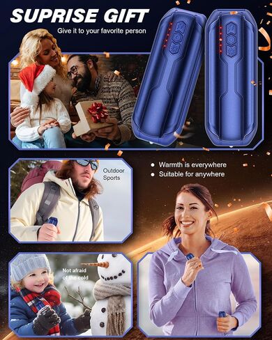 Rechargeable Hand Warmers 2 Pack - 6000mAh AI Handwarmers with Flashlight & 5 Level, 20Hrs Long Lasting, 2 in 1 Portable Electric Heater, Gift for Women/Men/Christmas/Golf/Camping/Hunting in Saudi Arabia