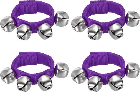 4pcs Wrist Bells, Jingle Bells Ankle Bells Wrist Bells Bracelet Percussion Instruments Musical Rhythm Band 4 Silver Bells for Party Christmas, Purple in Saudi Arabia