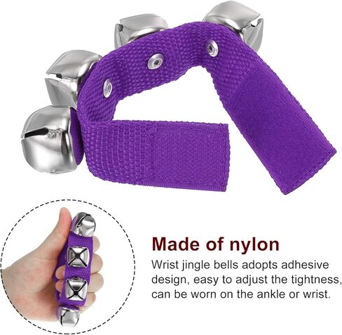 4pcs Wrist Bells, Jingle Bells Ankle Bells Wrist Bells Bracelet Percussion Instruments Musical Rhythm Band 4 Silver Bells for Party Christmas, Purple in Saudi Arabia