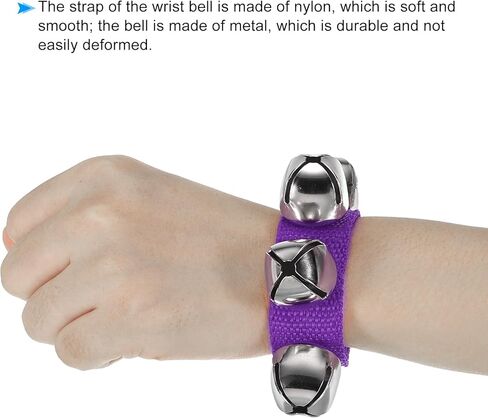 4pcs Wrist Bells, Jingle Bells Ankle Bells Wrist Bells Bracelet Percussion Instruments Musical Rhythm Band 4 Silver Bells for Party Christmas, Purple in Saudi Arabia