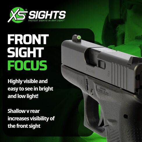 XS SIGHTS DXW2 مشهد ليلي بنقطة كبيرة لمسدسات غلوك، مشاهد مسدس أمامي وخلفي ثابت للتطبيقات التكتيكية in Kuwait
