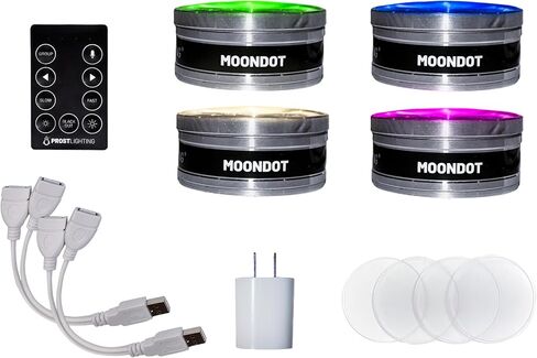 Prost Lighting MoonDot RGBW USB-Powered Mini LED Par Lights with Lenses and Splitters for Events, Party, Wedding Hall & Stage Show - 75ft Non Directional Wireless Range - Set of 1 in Saudi Arabia