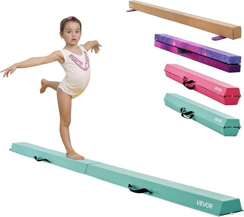 VEVOR 8FT Balance Beam للأطفال، 200-350LBS دعم ثابت شعاع أرضية الجمباز مع حصيرة غير قابلة للانزلاق، معدات تدريب الجمباز من الخشب/EVA مع قاعدة مضادة للانزلاق وحقيبة حمل لصالة الألعاب الرياضية المنزلية in Saudi Arabia