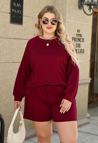 Nemidor حجم كبير الخريف Sweatsuit للنساء الربيع مطابقة صالة مجموعات عادية كم طويل بلوزات وسروال وتتسابق 2 قطعة in Saudi Arabia