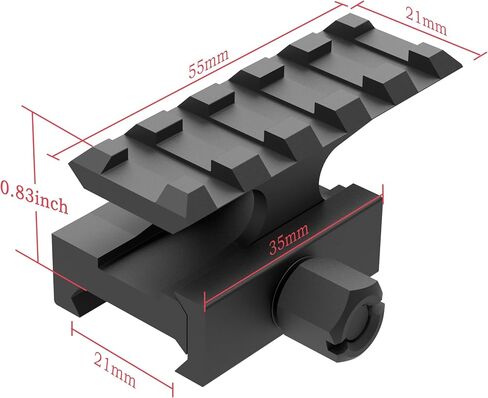TPO 1“/0.83"/0.5" Picatinny Rail Riser Mount 5 Slots See-Through Slanted Picatinny Rail Mount for Red Dots, Scopes, Optics, Flashlight in Kuwait