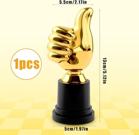 Golden Thumbs Up Trophy, 1PCS Thumbs Trophy Award/ 1st Trophy Set with Glass Thumbs Up for Sports Tournaments, Talent Show, Party Favor, Game Classroom Job Football Competition Rewards Gift in Saudi Arabia