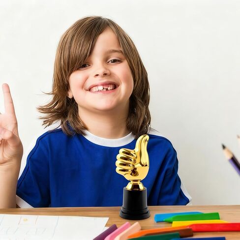 Golden Thumbs Up Trophy, 1PCS Thumbs Trophy Award/ 1st Trophy Set with Glass Thumbs Up for Sports Tournaments, Talent Show, Party Favor, Game Classroom Job Football Competition Rewards Gift in Saudi Arabia
