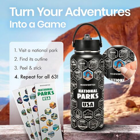National Parks White Water Bottle with Durable Stickers – 32oz Insulated Stainless Steel Water Bottle with Spout Lid – Insulated for Cold and Hot Drinks – Metal Bottle for Gym, Hiking, Campinghite in Saudi Arabia