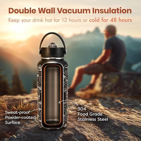 National Parks White Water Bottle with Durable Stickers – 32oz Insulated Stainless Steel Water Bottle with Spout Lid – Insulated for Cold and Hot Drinks – Metal Bottle for Gym, Hiking, Campinghite in Saudi Arabia