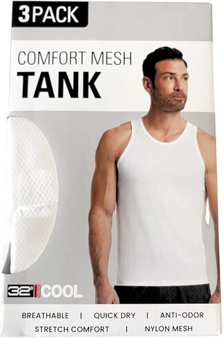 32 Degrees Comfort Mesh Tank Top, 3 Pack, Medium White in Saudi Arabia