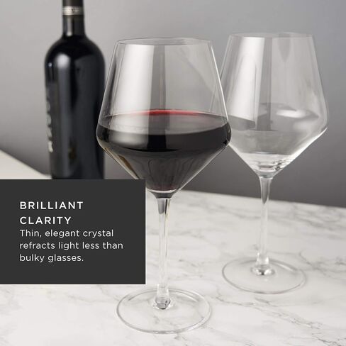 Viski Raye Angled Burgundy Wine Glasses, Crystal Clear Red Wine Glasses for Wedding, Anniversary, Birthday Gifts for Women and Men, Home Bar, Elegant Glassware, 21 oz, Set of 2 in Kuwait