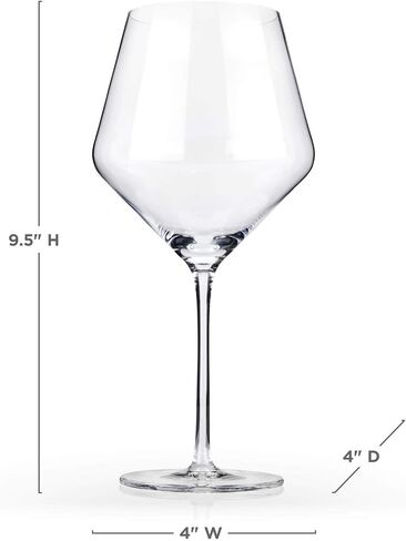 Viski Raye Angled Burgundy Wine Glasses, Crystal Clear Red Wine Glasses for Wedding, Anniversary, Birthday Gifts for Women and Men, Home Bar, Elegant Glassware, 21 oz, Set of 2 in Kuwait