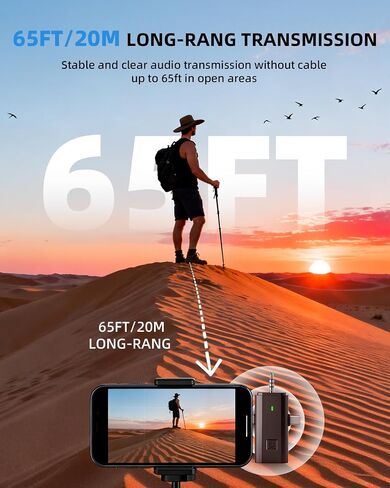 3-in-1 Mini Microphones: Wireless Lavalier Microphone with AI Noise Reduction for iPhone 15/14/13/12, Android, Cameras 12H Battery, Plug and Play Wireless Microphones for Vlog/YouTube/TikTok/Live in Saudi Arabia