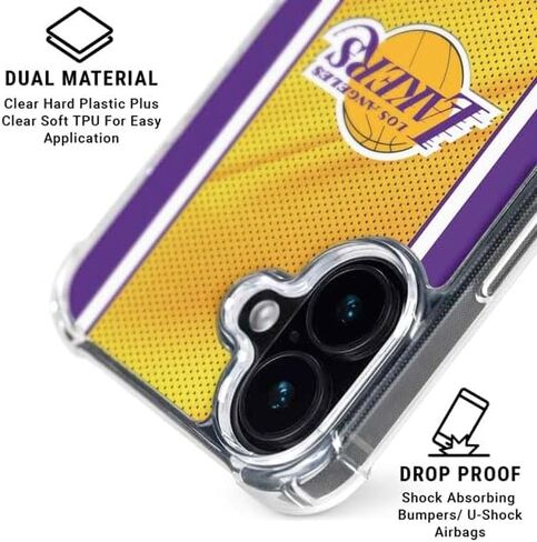 Skinit Clear Phone Case Compatible with iPhone 16 Plus - Officially Licensed NBA Los Angeles Lakers Canvas Design in Saudi Arabia