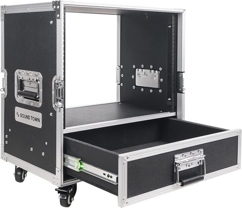 Sound Town 8U Rack Case with 2U Rack Drawer, Casters, for 19" Amps, Mixers, Microphone Receivers (STRC-8U2DR) in Saudi Arabia