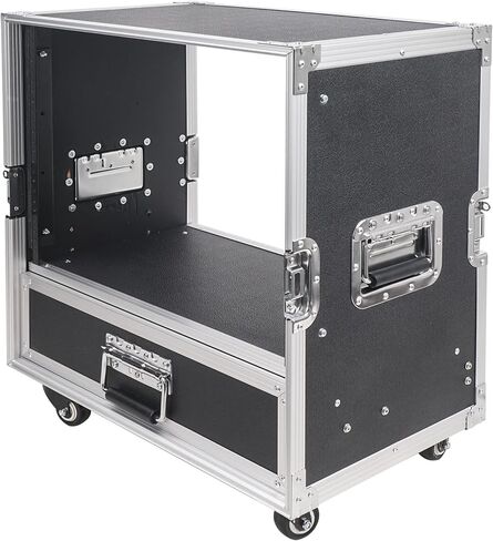Sound Town 8U Rack Case with 2U Rack Drawer, Casters, for 19" Amps, Mixers, Microphone Receivers (STRC-8U2DR) in Saudi Arabia