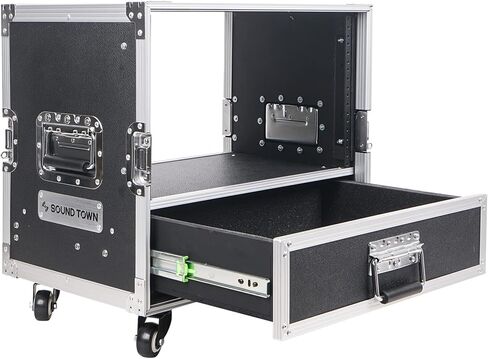 Sound Town 8U Rack Case with 2U Rack Drawer, Casters, for 19" Amps, Mixers, Microphone Receivers (STRC-8U2DR) in Saudi Arabia