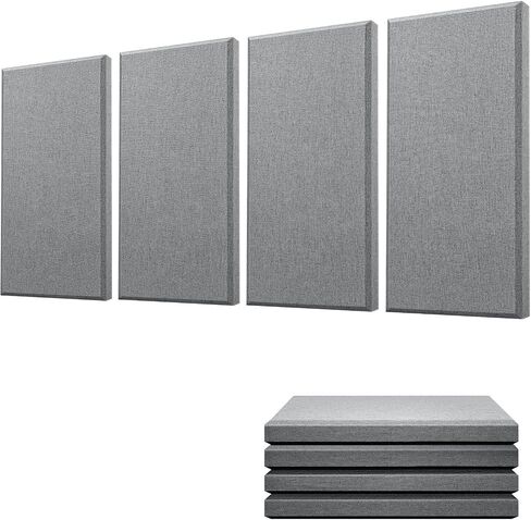 Moukey Acoustic Panels 4 PCS, 2.4“ Thick Fiberglass Soundproof Wall Panels 24''x12'', Self-adhesive Sound Absorbing Panels for Studios, Office, Home Theater (Black) in Saudi Arabia