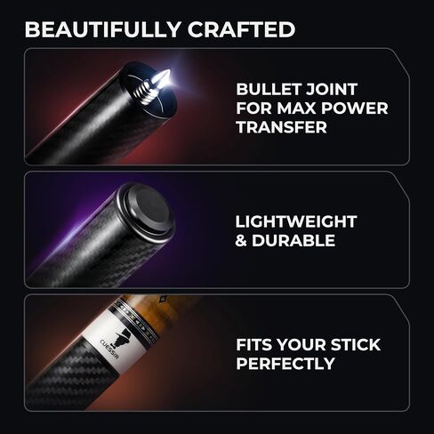 8 Inch Carbon Fiber Pool Cue Extension, Lightweight with Bullet Joint for Maximum Power Transfer and Control, Compatible Zenith Series Pool Cue in Saudi Arabia
