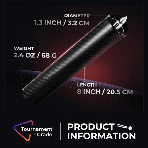 8 Inch Carbon Fiber Pool Cue Extension, Lightweight with Bullet Joint for Maximum Power Transfer and Control, Compatible Zenith Series Pool Cue in Saudi Arabia