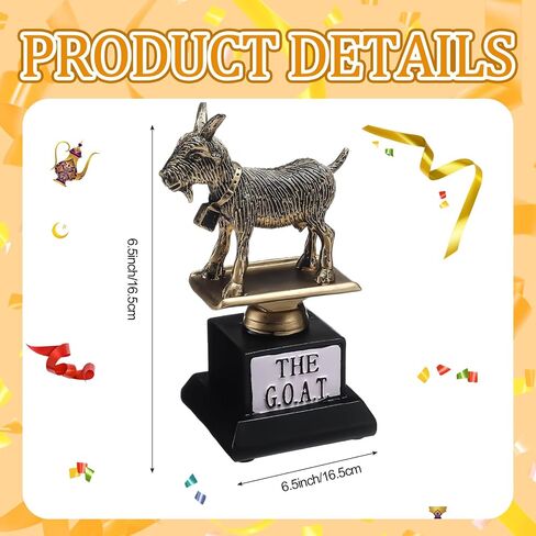 Landical 5.2 Inch Goat Trophy G. O. A. T Greatest of All Time Trophy Humble Goat Award Sculpture Funny Unique Recognition Award for Adult Boss Coworker Employee Friend Sport Engrave Gift Plaque Statue in Saudi Arabia