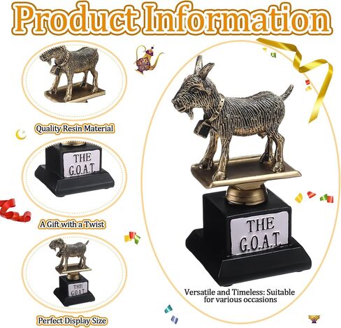 Landical 5.2 Inch Goat Trophy G. O. A. T Greatest of All Time Trophy Humble Goat Award Sculpture Funny Unique Recognition Award for Adult Boss Coworker Employee Friend Sport Engrave Gift Plaque Statue in Saudi Arabia