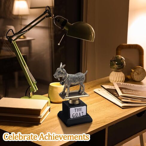 Landical 5.2 Inch Goat Trophy G. O. A. T Greatest of All Time Trophy Humble Goat Award Sculpture Funny Unique Recognition Award for Adult Boss Coworker Employee Friend Sport Engrave Gift Plaque Statue in Saudi Arabia