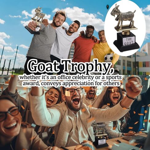 Landical 5.2 Inch Goat Trophy G. O. A. T Greatest of All Time Trophy Humble Goat Award Sculpture Funny Unique Recognition Award for Adult Boss Coworker Employee Friend Sport Engrave Gift Plaque Statue in Saudi Arabia