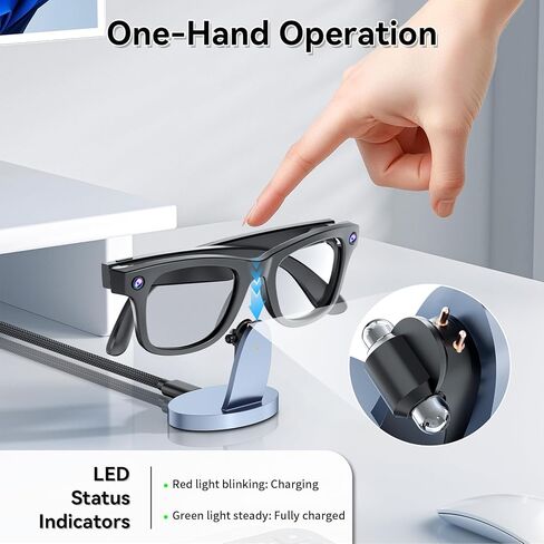 Charger Stand for RayBan Meta Smart Glasses with LED Display, Charging Stand for RayBan Meta Wayfarer/Gen 2,Headliner,Skylar/Gen 2,Oakley HSTN,USB C/A Cable to Adapter, Ray Ban Meta Accessories in Saudi Arabia