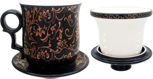 Porcelain Tea Cup with Infuser Lid and Saucer Sets - Chinese Jingdezhen Ceramics Coffee Mug Teacup Loose Leaf Tea Brewing System for Home Office in Saudi Arabia