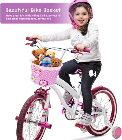 BESPORTBLE Pink Front Handlebar Bike Basket for Kids - Lightweight, Durable Plastic Storage Basket with Easy Installation, for Girls Carrying Thing and Essentials on Bikes or Scooters in Saudi Arabia