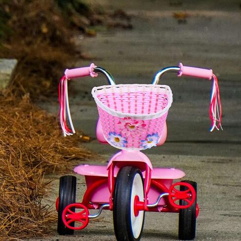 BESPORTBLE Pink Front Handlebar Bike Basket for Kids - Lightweight, Durable Plastic Storage Basket with Easy Installation, for Girls Carrying Thing and Essentials on Bikes or Scooters in Saudi Arabia