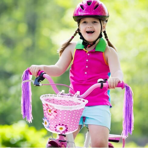 BESPORTBLE Pink Front Handlebar Bike Basket for Kids - Lightweight, Durable Plastic Storage Basket with Easy Installation, for Girls Carrying Thing and Essentials on Bikes or Scooters in Saudi Arabia