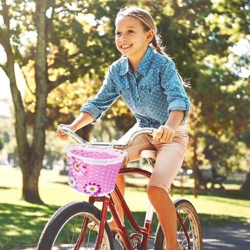 BESPORTBLE Pink Front Handlebar Bike Basket for Kids - Lightweight, Durable Plastic Storage Basket with Easy Installation, for Girls Carrying Thing and Essentials on Bikes or Scooters in Saudi Arabia