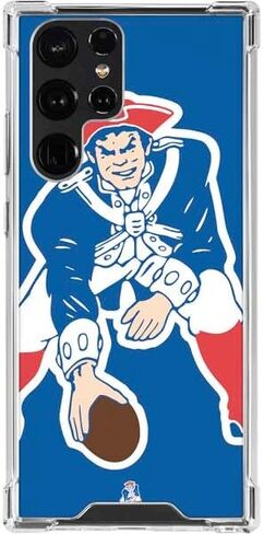 حافظة هاتف Skinit الشفافة متوافقة مع هاتف Galaxy S24 Ultra - تصميم شعار NFL New England Patriots Retro المرخص رسميًا in Saudi Arabia